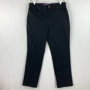 Gloria Vanderbilt Women’s Black Denim Jeans Size 14 Short Straight Leg Stretch